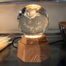 3D LED хрустальный шар с лазерной гравировкой, 8 см, USB