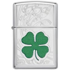 Zippo Clover Chrome yonca ilə alışqan