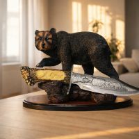 Souvenir Dagger “Bear” with Decorative Base – 30 cm Collectible