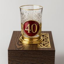 Crystal Glass “40 Years” with Gold Plated Holder