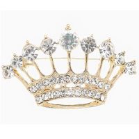 Брошь «Корона королевы», белая в золоте