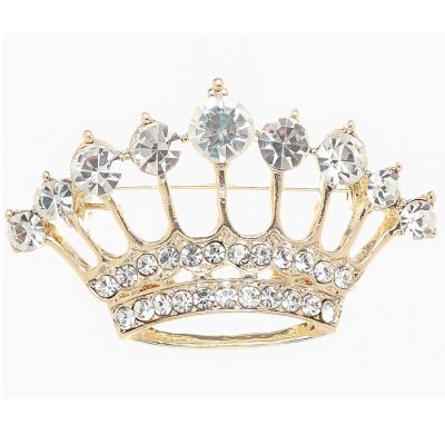 Брошь «Корона королевы», белая в золоте
