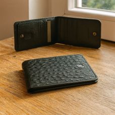 Solido Black Leather Money Clip Wallet