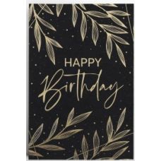 Happy Birthday card on black kraft paper, 10x15 cm