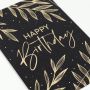 Happy Birthday card on black kraft paper, 10x15 cm Happy Birthday card on black kraft paper, 10x15 cm