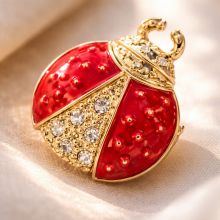 Broş «Uğur böcəyi», qırmızı-qara, qızılı çalarda Broş «Uğur böcəyi», qırmızı-qara, qızılı çalarda