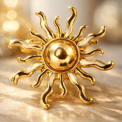 Broş «Günəş», qızılı rəngdə