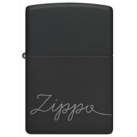 Zippo Black Matte Script Design Lighter