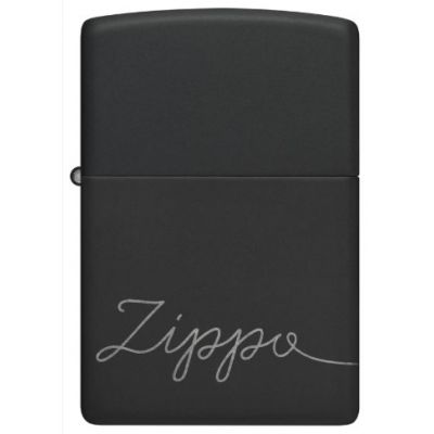 Zippo Black Matte Script Design Lighter