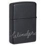 Zippo Black Matte Script Design Lighter