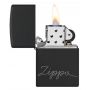Zippo Black Matte Script Design Lighter