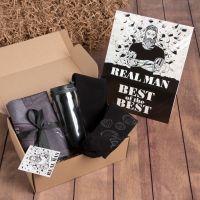 Real Man Men’s Gift Set with Blanket, Thermal Tumbler and Socks Real Man Men’s Gift Set with Blanket, Thermal Tumbler and Socks
