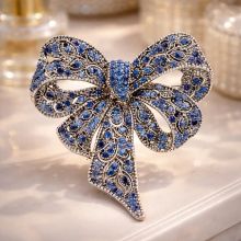 Брошь «Бант» узорчатый в чернёном серебре