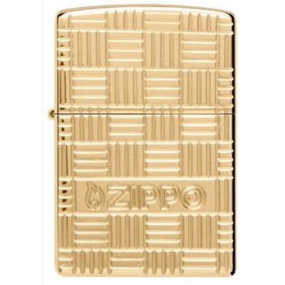 Zippo Armor® High Polish Brass Deep Carve Basketweave Lighter