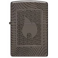 Zippo Armor High Polish Black Deep Carve Flame Pattern alışqanı