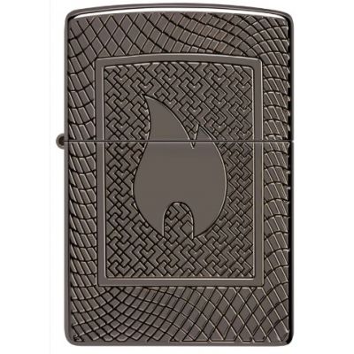Zippo Armor High Polish Black Deep Carve Flame Pattern alışqanı