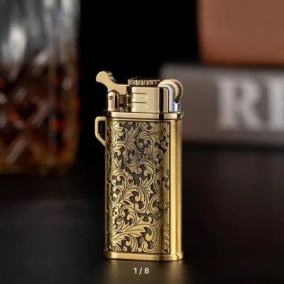 Vintage Tang Grass Engraved Petrol Lighter