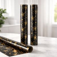 Бумага упаковочная глянцевая Звезды черные 70 х 100 см