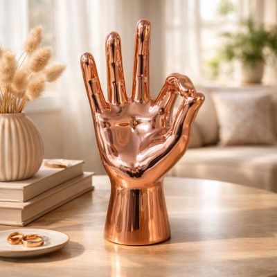 Копилка для денег Рука жест "ОК" -цвет: розовое золото