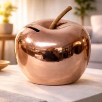Мини-копилка «Яблоко» керамическая, цвет розовое золото