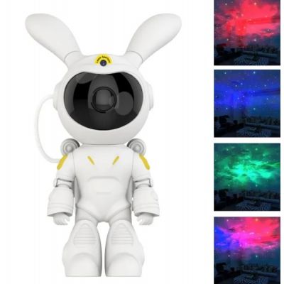 Astronaut Bunny Galaxy Star Projector Night Light with Remote
