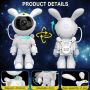 Astronaut Bunny Galaxy Star Projector Night Light with Remote