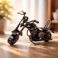 Железный декоративный мотоцикл чёрный чоппер 16,5 см