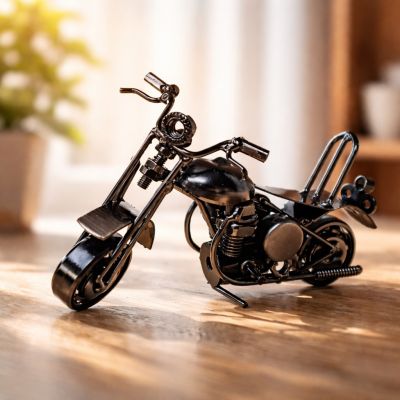 Железный декоративный мотоцикл чёрный чоппер 16,5 см