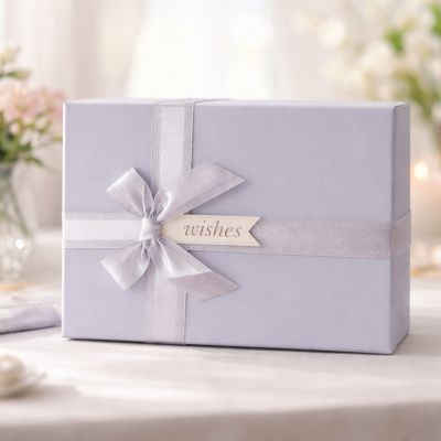 Коробка Wishes голубая с лентой - 24×16×6.5 см 