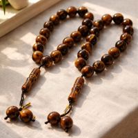 Мусульманский тасбих чётки - из глянцевых шаров, коричневый, 16 бусин