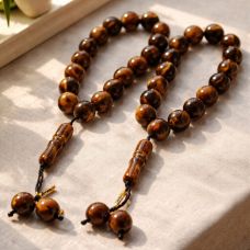 Qəhvəyi parlaq şar formalı təsbeh, 16 muncuq