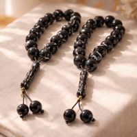 Мусульманский тасбих чётки - из глянцевых шаров, черный, 16 бусин