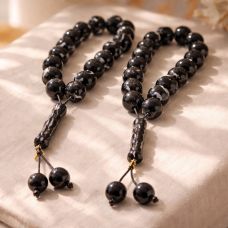 Qara parlaq şar formalı təsbeh, 16 muncuq