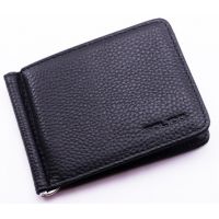 Кожаный зажим для купюр Solido 02-0610BK с картхолдером