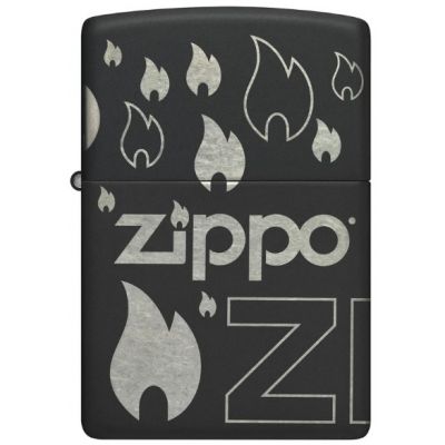 Zippo Design Black Matte Lighter with 360° Laser Engraving
