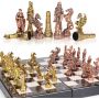 Шахматы «Рыцари и драконы»  металлические фигуры, складная доска-кейс