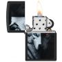 Two Wolves dizaynlı, qara mat örtüklü Zippo benzinli alışqan