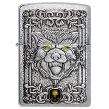 Zippo Wolf Emblem Design Brushed Chrome alışqan