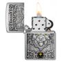 Zippo Wolf Emblem Design Brushed Chrome alışqan