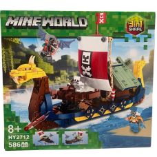 Minecraft 3-ü-1-də konstruktoru “Vikinqlərin gəmisi və Midqard ilanı”, 586 detal, 8+