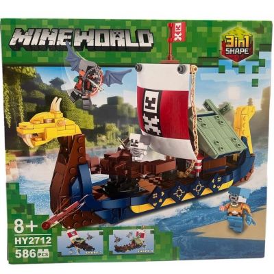 Minecraft 3-ü-1-də konstruktoru “Vikinqlərin gəmisi və Midqard ilanı”, 586 detal, 8+