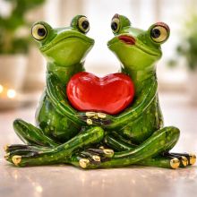 Two Frogs Holding a Heart Romantic Figurine