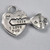 Magnetic Lock “Heart & Key”, Metal, Silver (2-piece set)