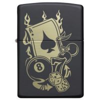 Зажигалка Zippo Gambling Design, черная матовая, лазерная гравировка
