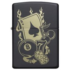 Zippo Gambling Design benzinli alışqan, qara mat