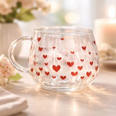 Glass Mug “Hearts”, 350 ml