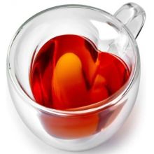 Magistro “Heart” Double Wall Glass Mug, 250 ml