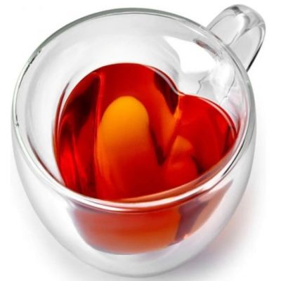 Magistro “Heart” Double Wall Glass Mug, 250 ml