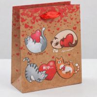 Пакет подарочный крафтовый «Ты – мое счастье - Мурр!» Пакет подарочный крафтовый «Ты – мое счастье - Мурр!»