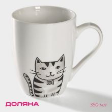 Dolyana “Kiss-Kiss-Meow” Porcelain Mug, 350 ml, White